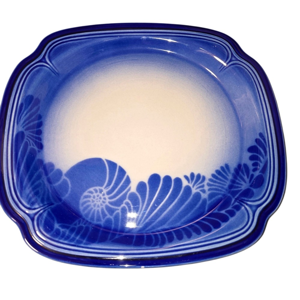 Vintage Syracuse China Key Biscayne Dinner Plate 1980 Cobalt Blue Seashell 9.75"